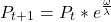 \[ P_{t+1} = P_{t} * e^{\frac{\omega}{\lambda}} \]